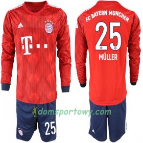 Koszulka Bayern Monachium Müller 25 Dziecięcy Domowe Koszulki Piłkarskie 2018-2019 Długi Rękaw